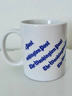 Vintage Washington Post Mug Ceramic White and Blue